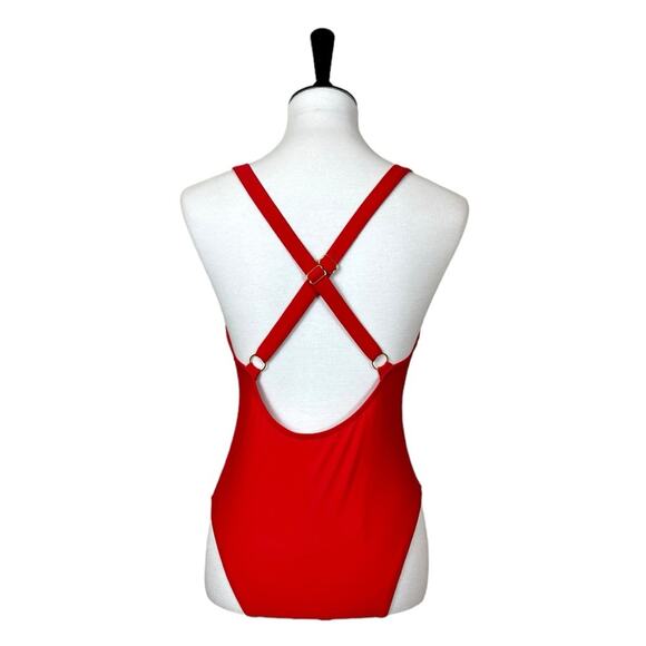 Cupshe New Swimsuit Cherry Red One Piece Criss Cross Circle Women’s Size Medium - Picture 4 of 12